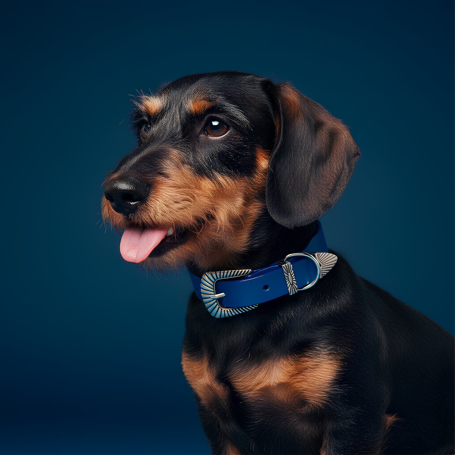 Collier Rodéo - Cuir Bleu