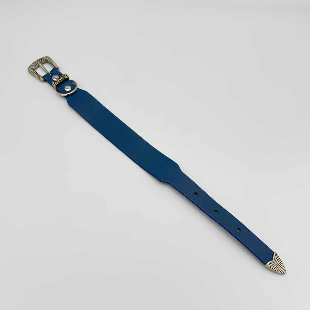 Collier Rodéo - Cuir Bleu