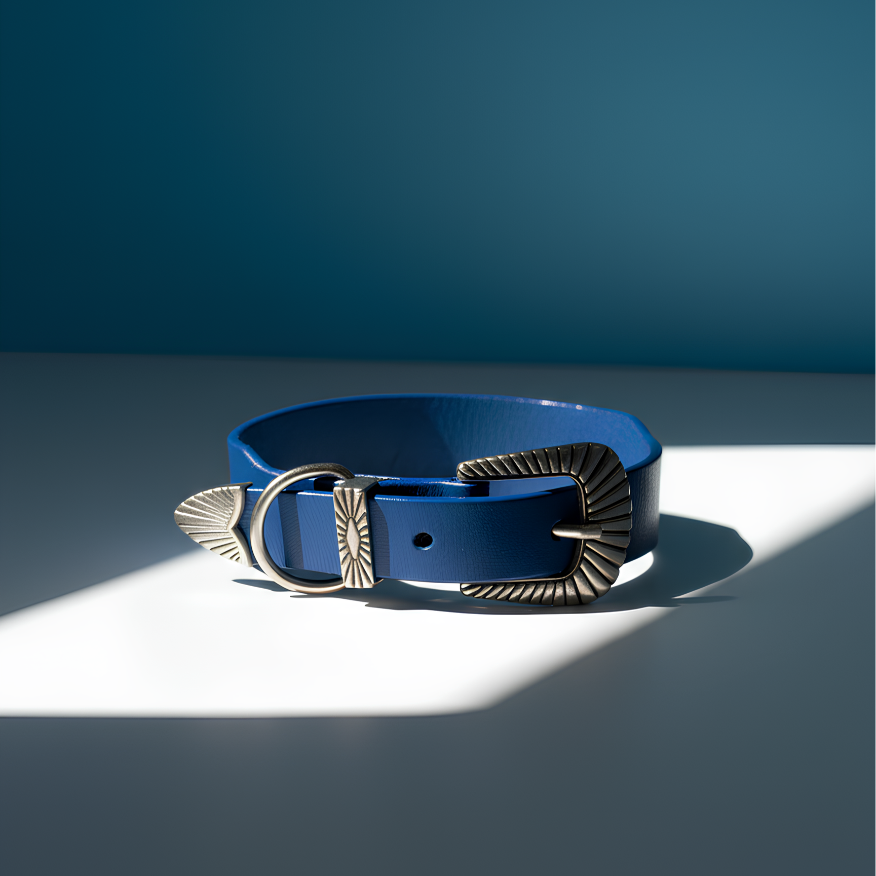 Collier Rodéo - Cuir Bleu