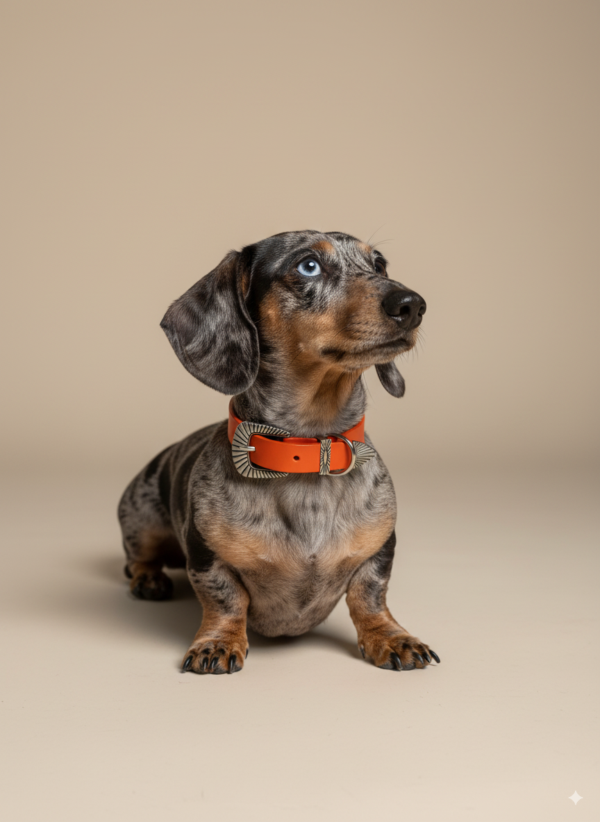 Collier Rodéo - Cuir Orange